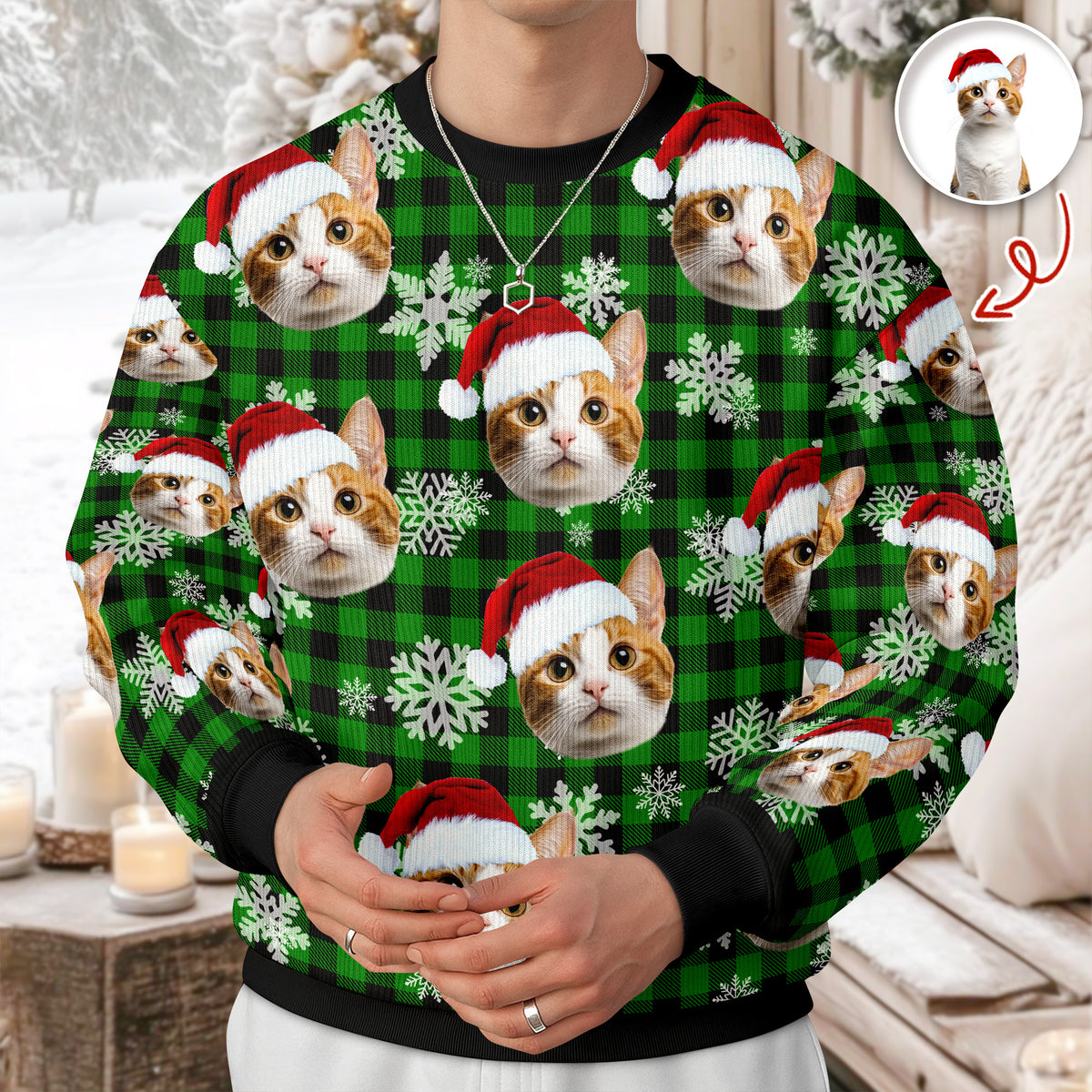 Custom Funny Cat Face Ugly Sweater Christmas Gift HA75 897210