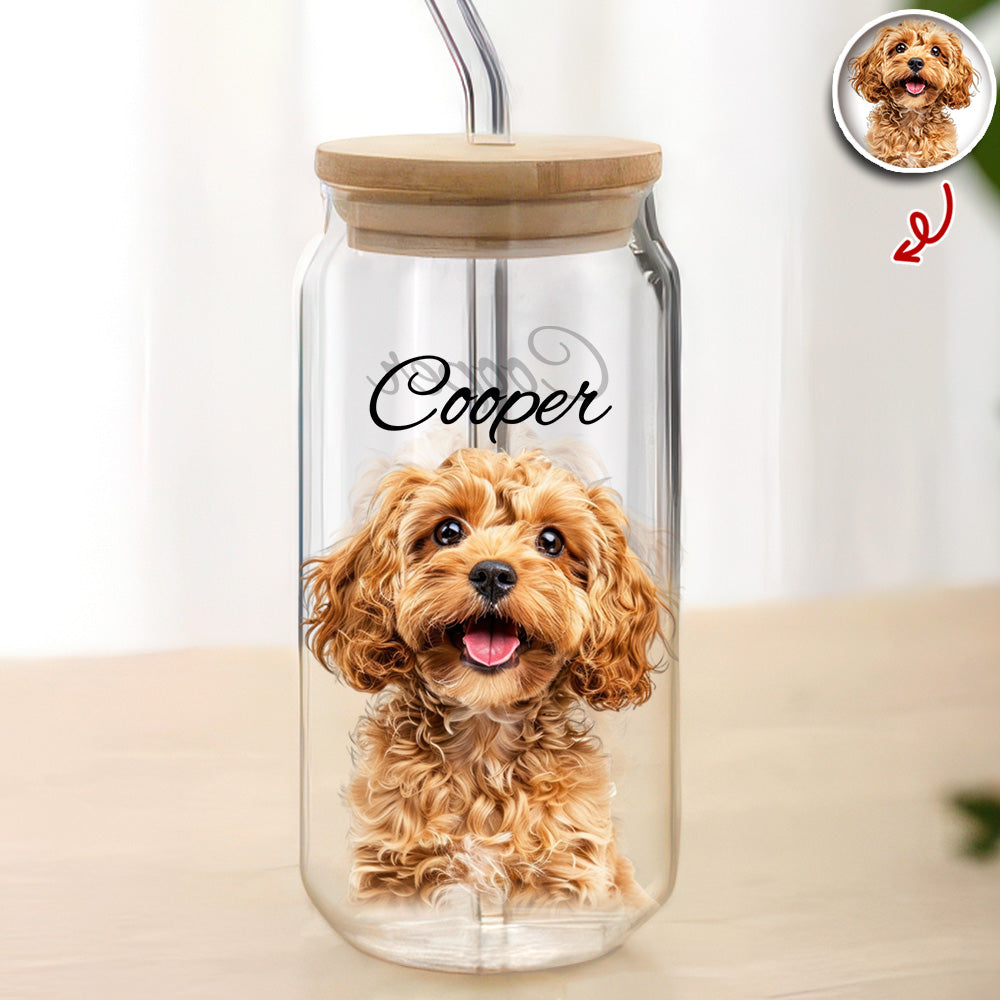Custom Photo And Name Glass Can With Lid Gift TH10 896781