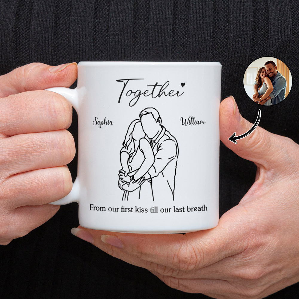 Custom Photo Anniversary Wedding Gifts For Husband And Wife, Him And Her White Mug CH07 899842