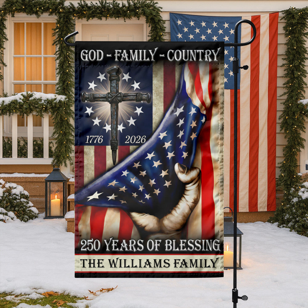 Custom Family Name God Family Country Patriot 1776-2026 Garden Flag CH07 910604