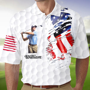 Custom Photo US Flag Polo Shirt For Golfer TH10 898095