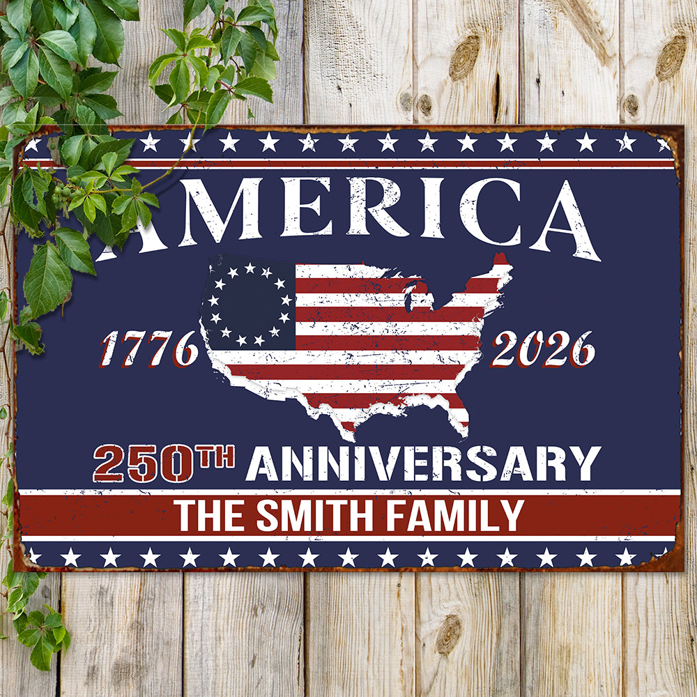 Personalized Family Name America 250th Anniversary Metal Sign TH10 898463