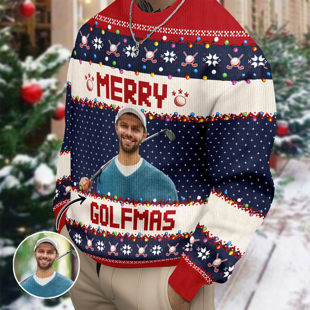 Custom Photo Merry Golfmas Gift For Golf Lovers Ugly Sweater HA75 897626