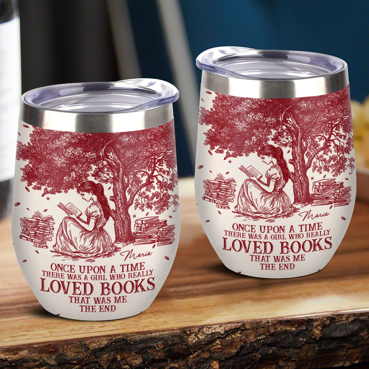 Once Upon A Time Chinoiserie Toile De Jouy - Personalized Wine Tumbler LM32 893401