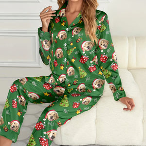 Custom Dog Photo Ho Ho Ho Pajamas Funny Christmas Gift For Dog Lovers CH07 896296