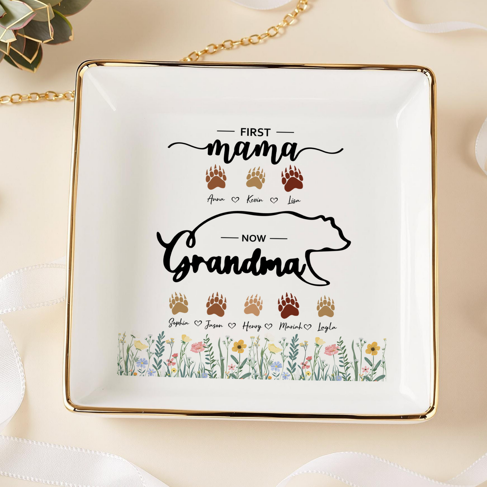 Mama Bear Personalized First Mom Now Grandma Jewelry Dish Gift For Mom, Grandma CH07 895284