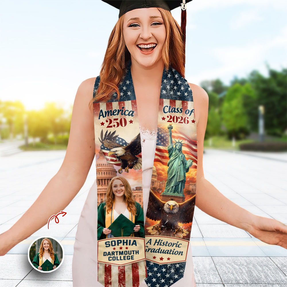 Custom Photo Graduating in America's 250th Anniversary Class of 2026 Stoles CH07 910610
