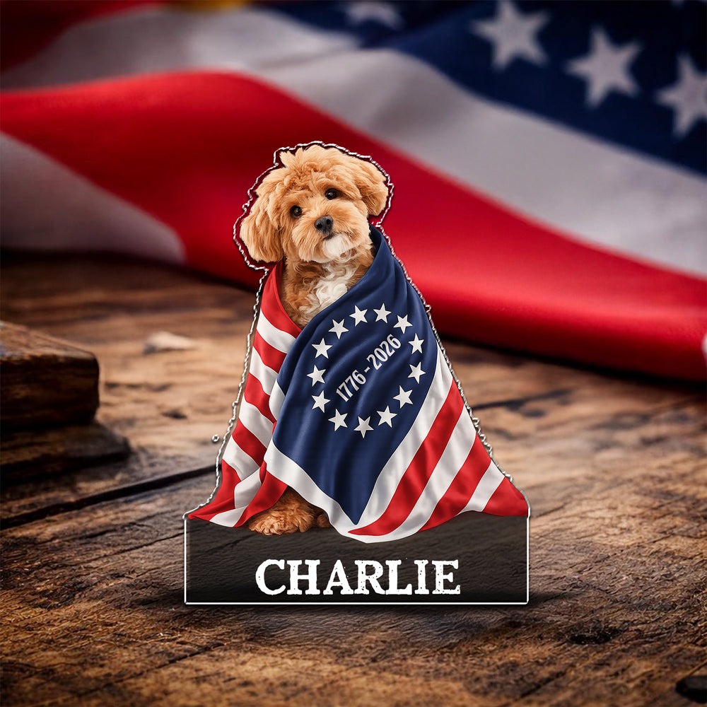 Custom Photo Dog Cat With America 250 Anniversary 1776–2026 Acrylic Pin CH07 911160