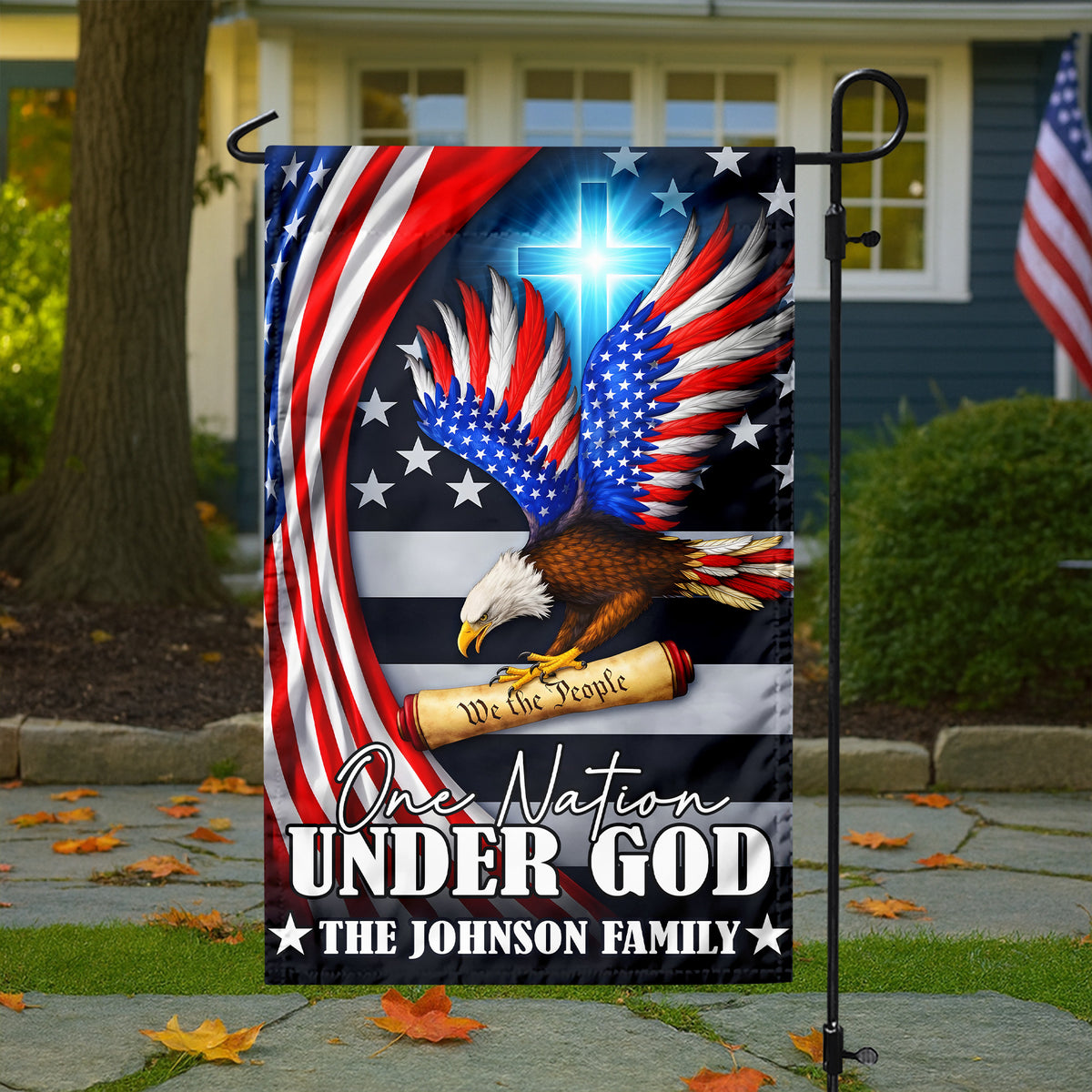 Custom Family Name One Nation Under God Patriot Eagle We The People Garden Flag HO82 900942