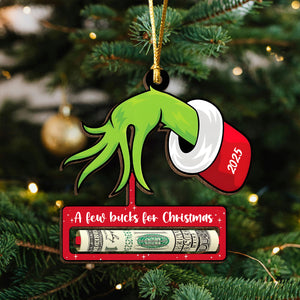 A Few Bucks for Christmas Grinchy Wood Money Holder Ornament LM32 897399