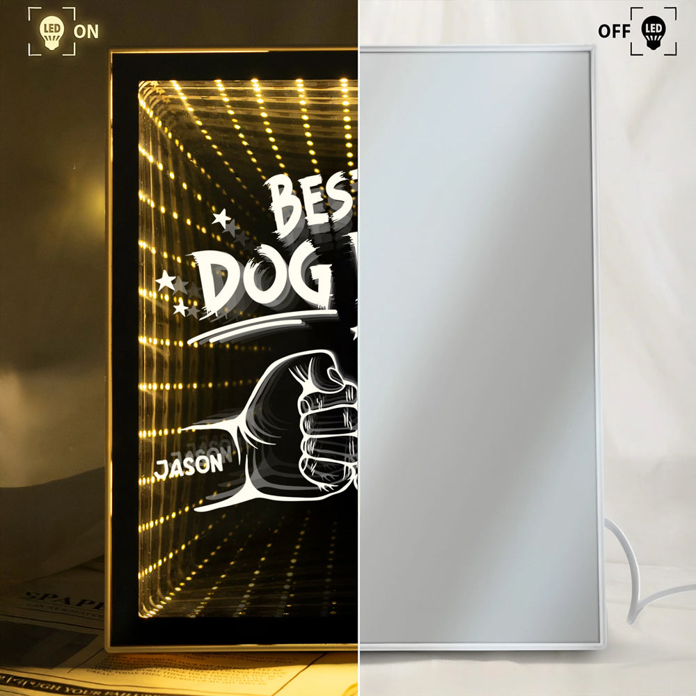 Custom Name Best Dog Dad, Dog Mom Ever Personalized Infinity Mirror Light Box HO82 901932