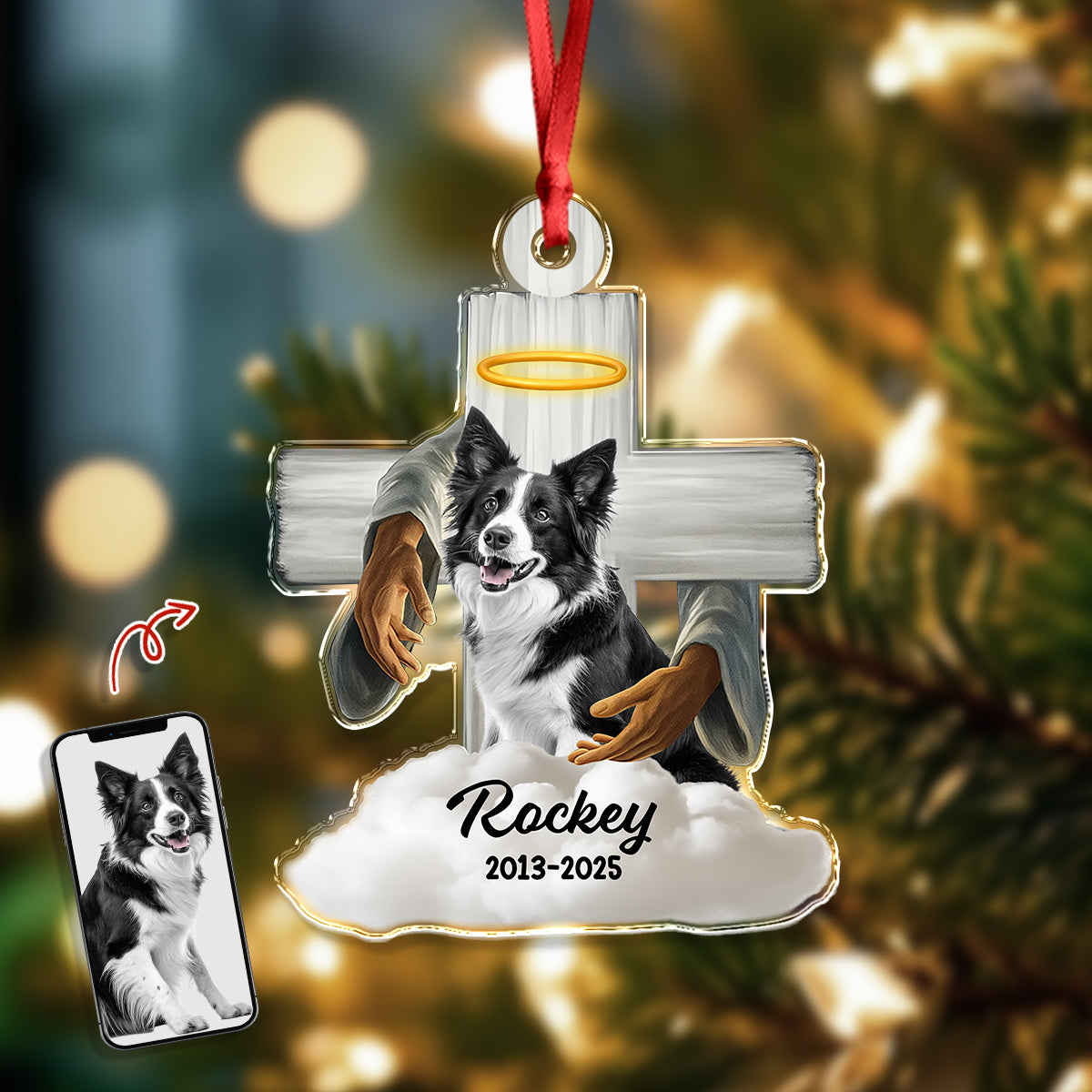 Custom Dog Memorial Photo Dog In Heaven Acrylic Ornament CH07 896636