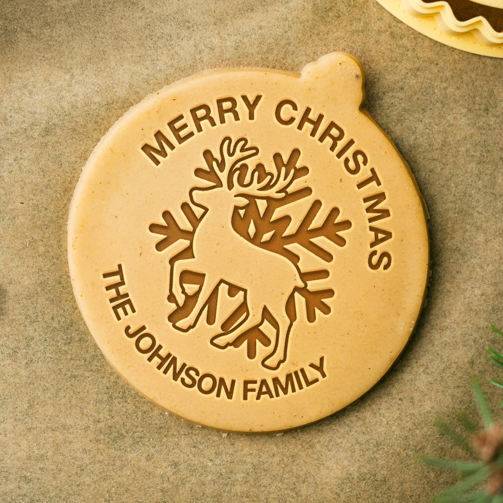 Custom Family Name Merry Christmas Cookie Stamp CH07 899844