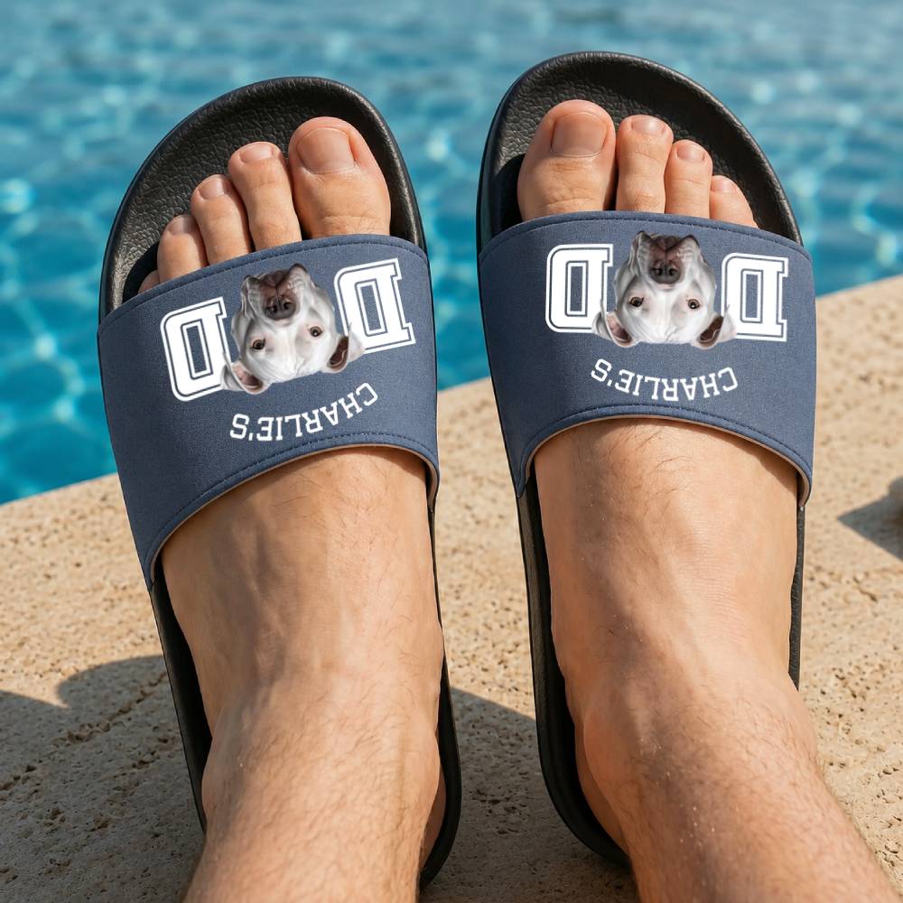 Custom Photo Dog Cat Dad Mom Slide Sandals - Gift For Dog Cat Lovers HO82 902540