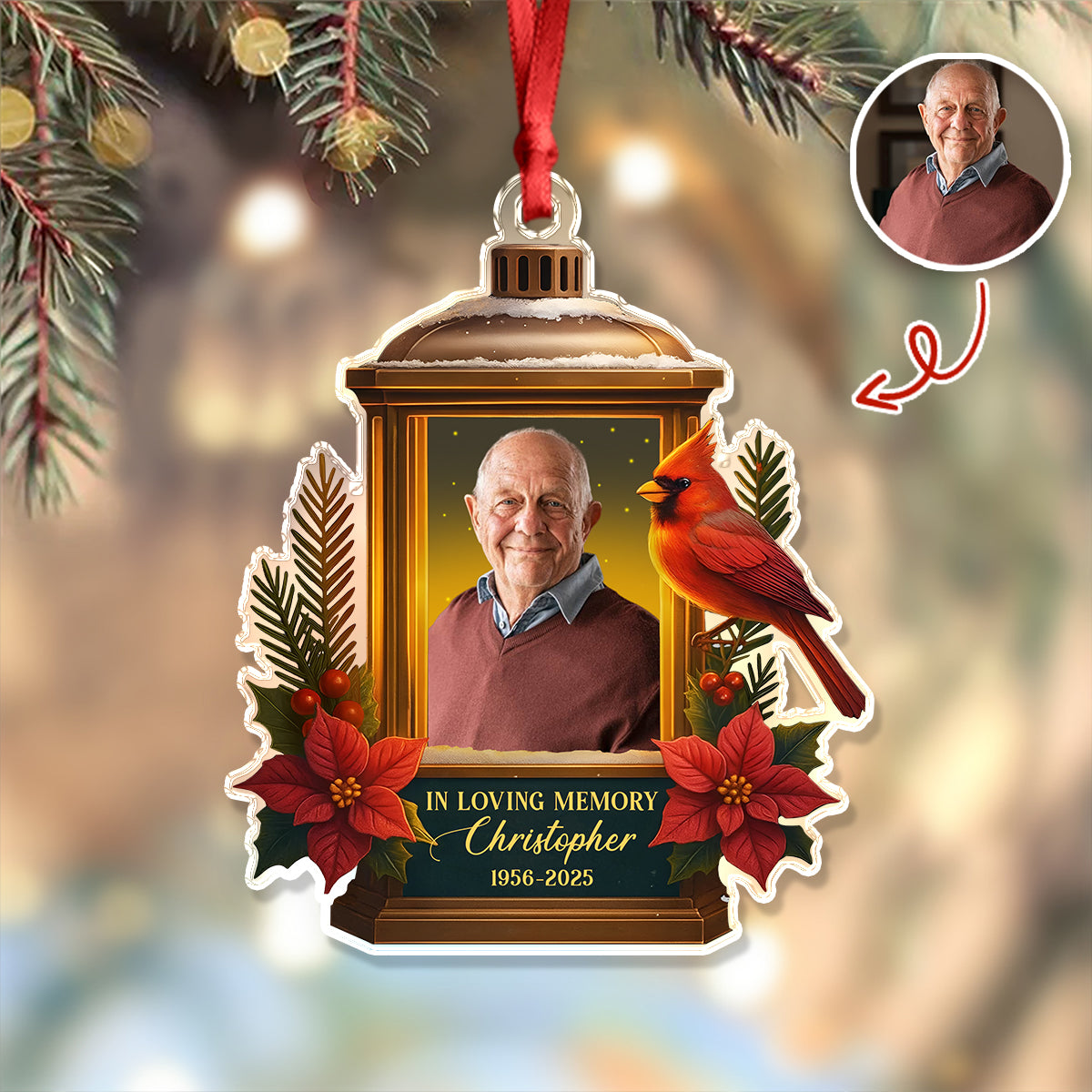 Custom Photo In Loving Memory Memorial Acrylic Ornament HA75 897204
