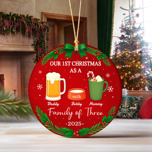 Our First Christmas As A Family Personalized Christmas Ceramic Ornament HA75 897800