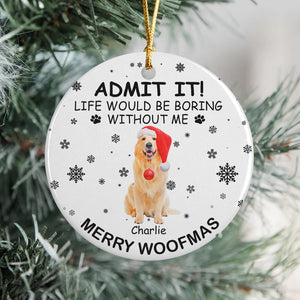 Custom Dog Cat Photo Life Would Be Boring Without Me Ceramic Ornament Christmas Gift CH07 896264