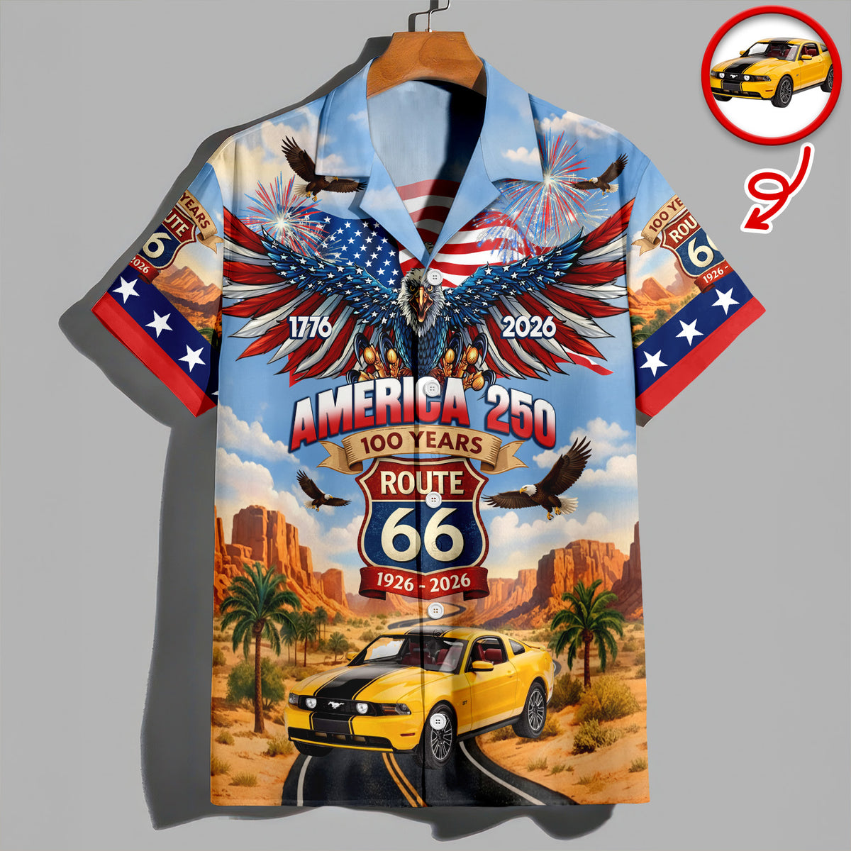 Custom Car Photo America 250 100 Years Route 66 1926-2026 Hawaii Shirt CH07 910542