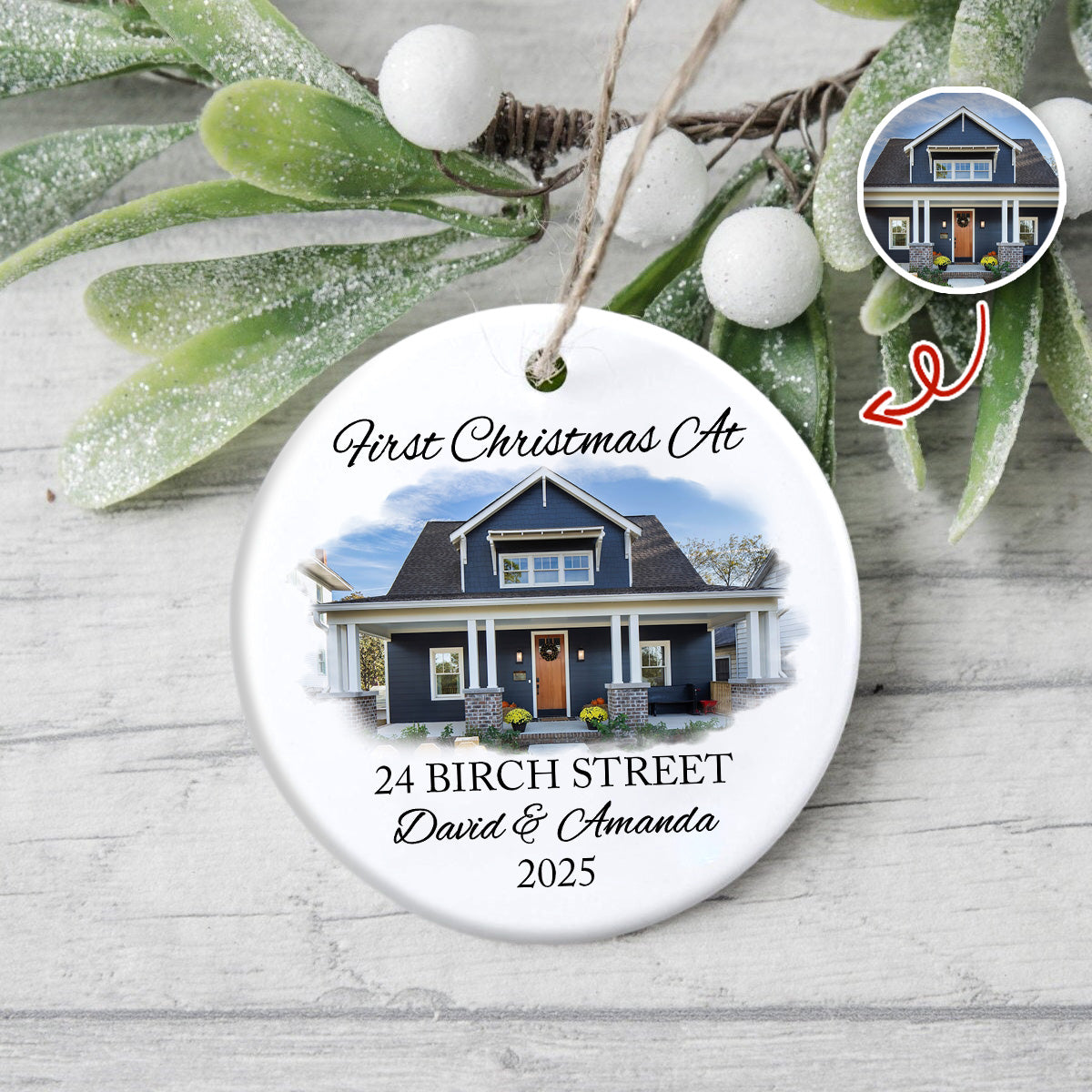 Custom Photo First Christmas At New Home Ceramic Ornament LM32 895599