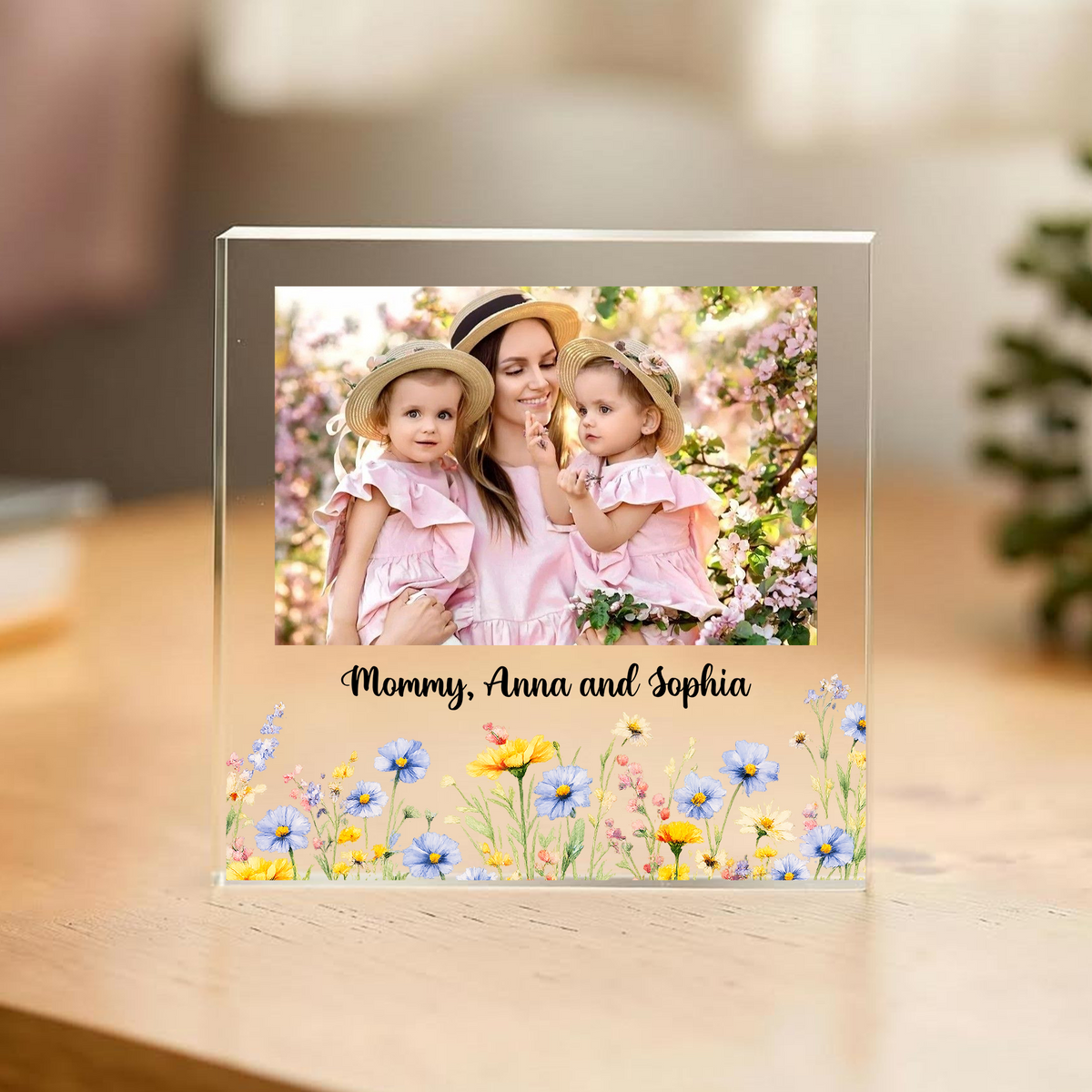 Custom Photo Floral Frame Acrylic Block Plaque Gift For Birthday, Mother's Day LM32 899431