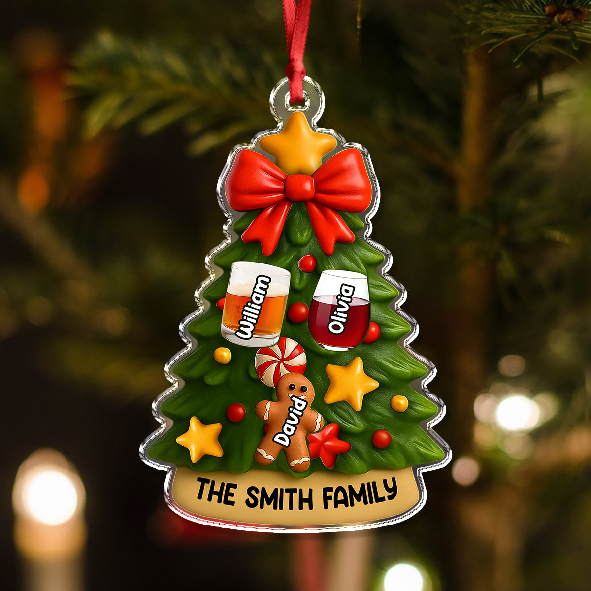 Personalized Family Christmas Tree Acrylic Ornament Custom Family Names Holiday Keepsake CH07 899638