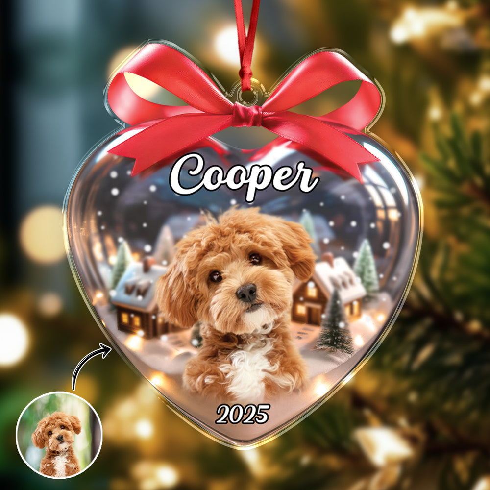 Custom Dog Photo Heart Shaped Acrylic Ornament Christmas Gift For Dog Lovers CH07 899332