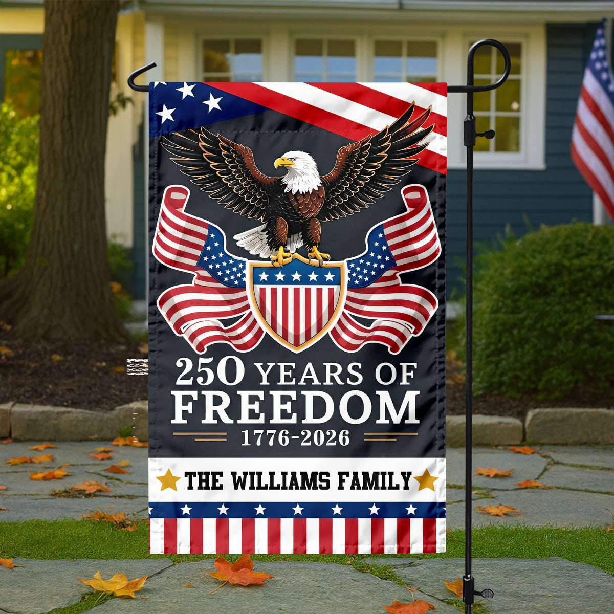 Custom Family Name USA 250 Years Of Freedom Garden Flag LM32 897963