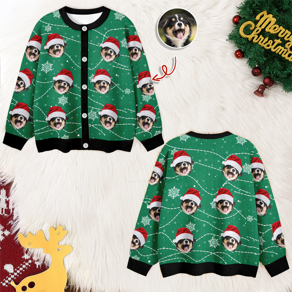 Custom Puppy Photo Personalized Dog Lovers Christmas Cardigan CH07 899896