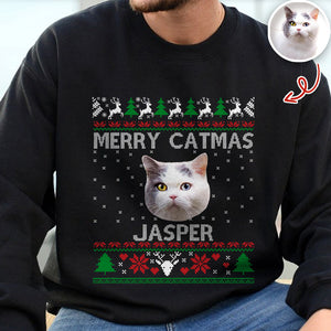Custom Cat Photo Ugly Christmas Sweatshirt For Cat Lovers TH10 896379