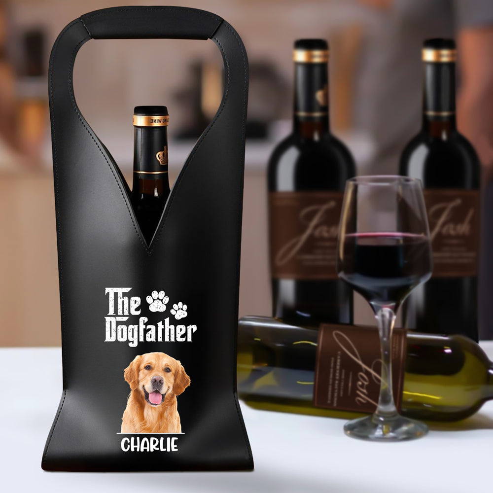 Custom Dog Photo The Dog Father Leather Wine Bag HA75 892912