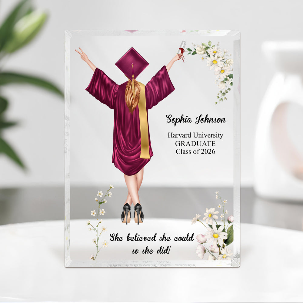 Personalized She Believed She Could So She Did Graduation Acrylic Block Plaque LM32 899429