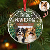 Custom Photo Cozy Room Feliz Navidog - Personalized Circle Glass Ornament LM32 895759