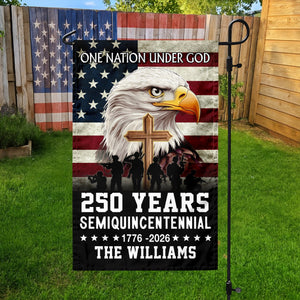 Custom Family Name One Nation Under God 1776 2026 Semiquincentennial 250 Years American Garden Flag HO82 900886