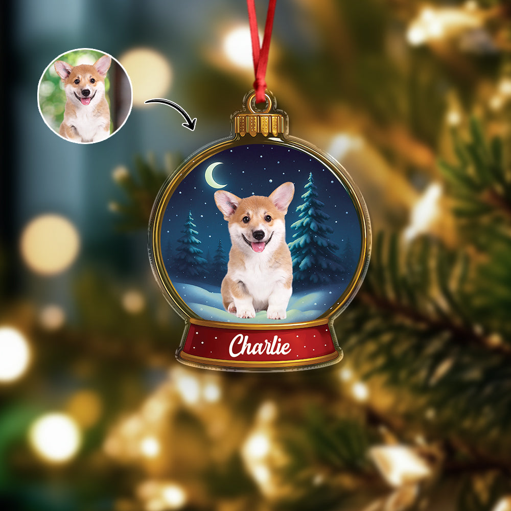 Custom Dog Photo Snow Globe With Name Acrylic Ornament Christmas Gift For Dog Lover CH07 896814