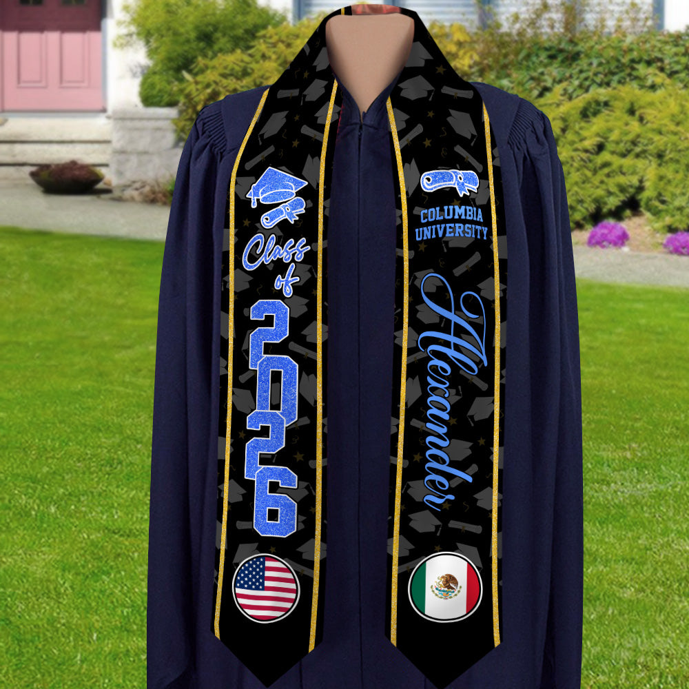 Class of 2026 Graduation Stole with Custom Name & Country Flag TH10 898309