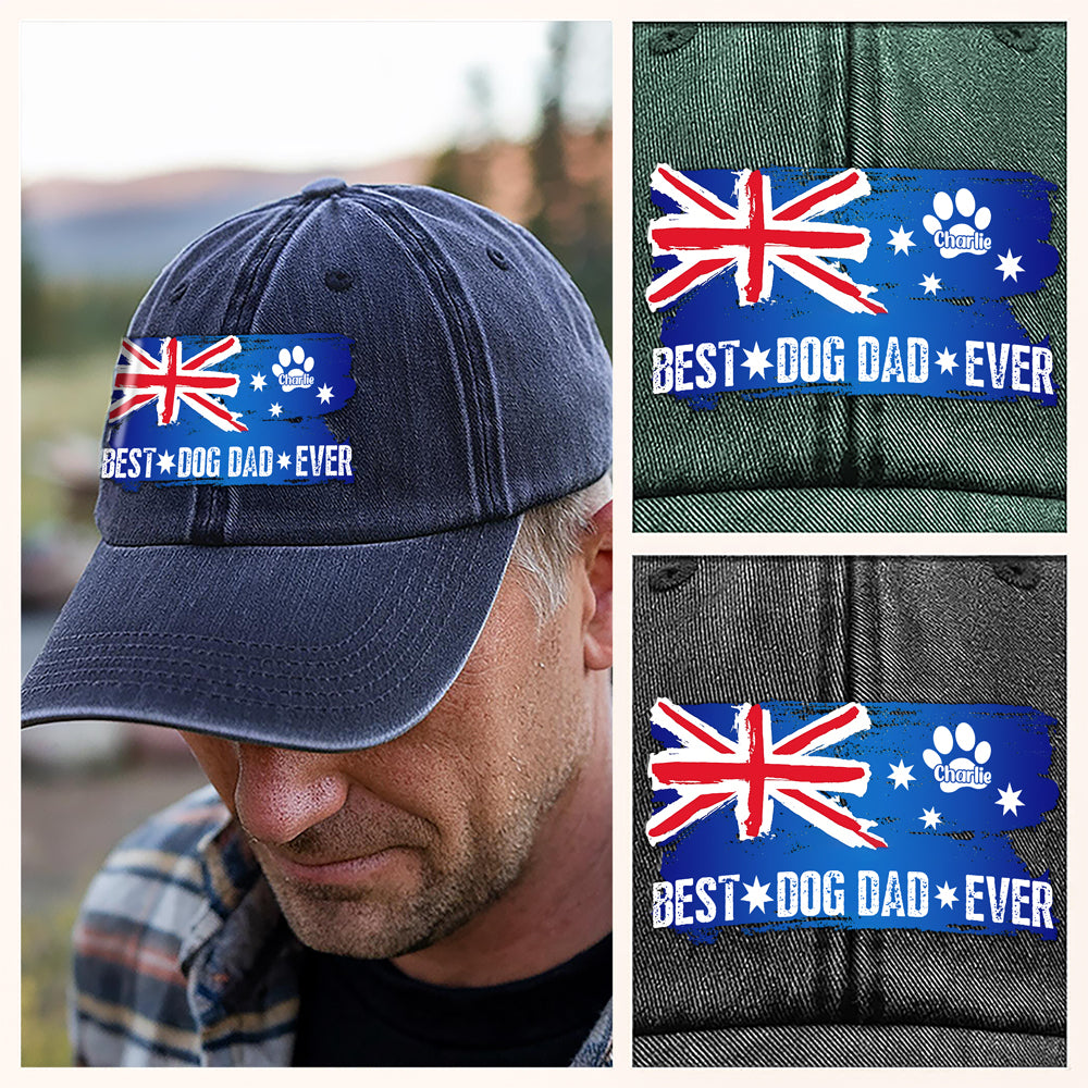 Best Dog Dad Ever Personalized Washed Denim Baseball Cap TH10 894177