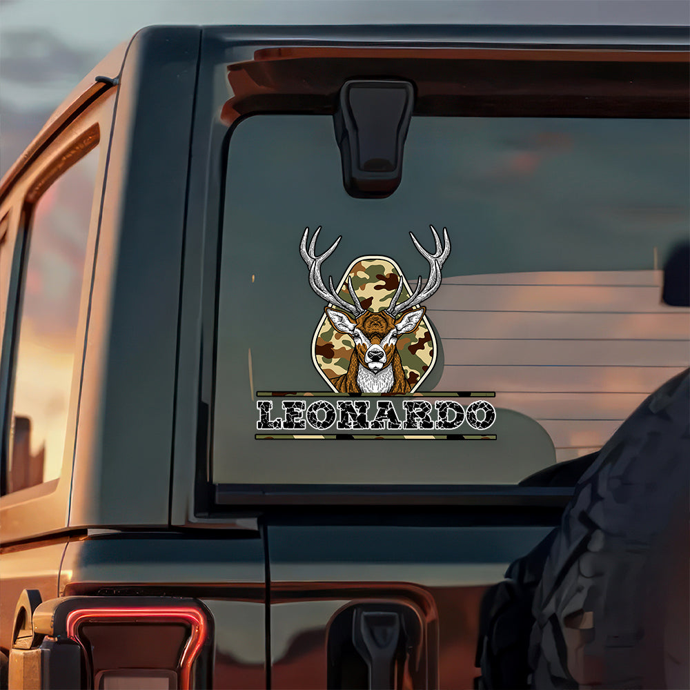 Custom Name Vintage Camo Deer Hunting Car Window Decal Sticker LM32 897297