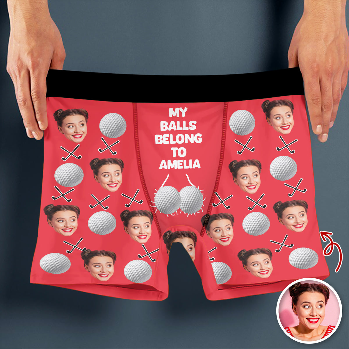 Custom Wife Girlfriend Name My Balls Belong To Her Men's Boxer Briefs Funny Gift For Golf Lovers CH07 895380