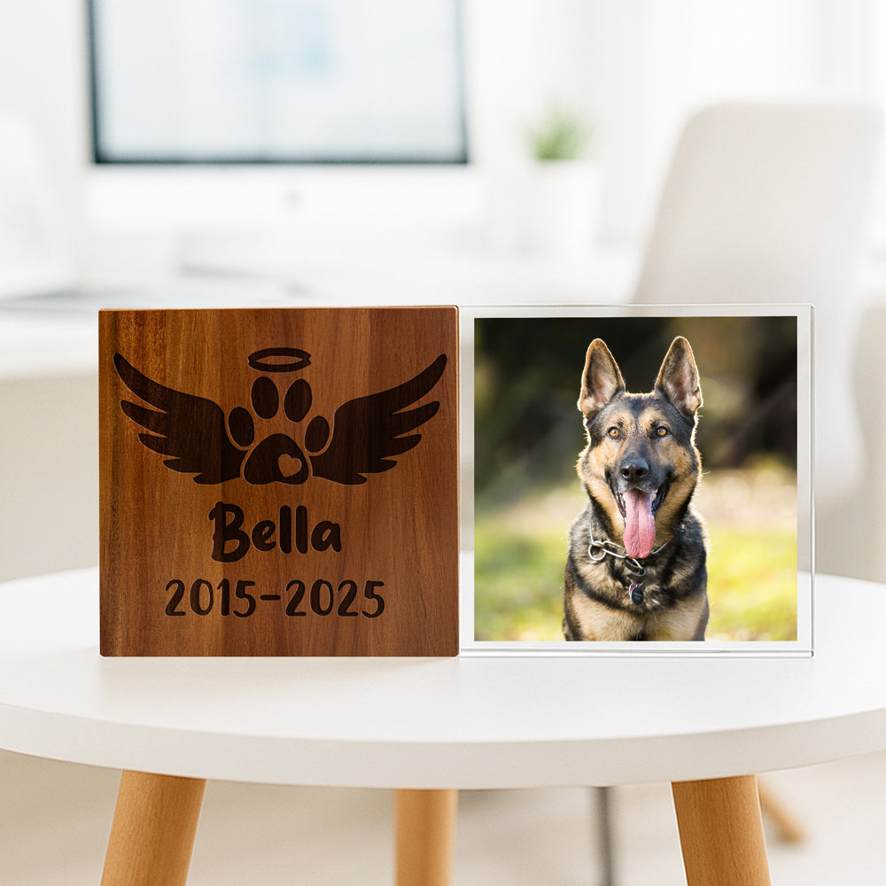 Custom Photo Dog Memorial Wooden & Acrylic Photo Block Set Gift For Dog Loss CH07 896232