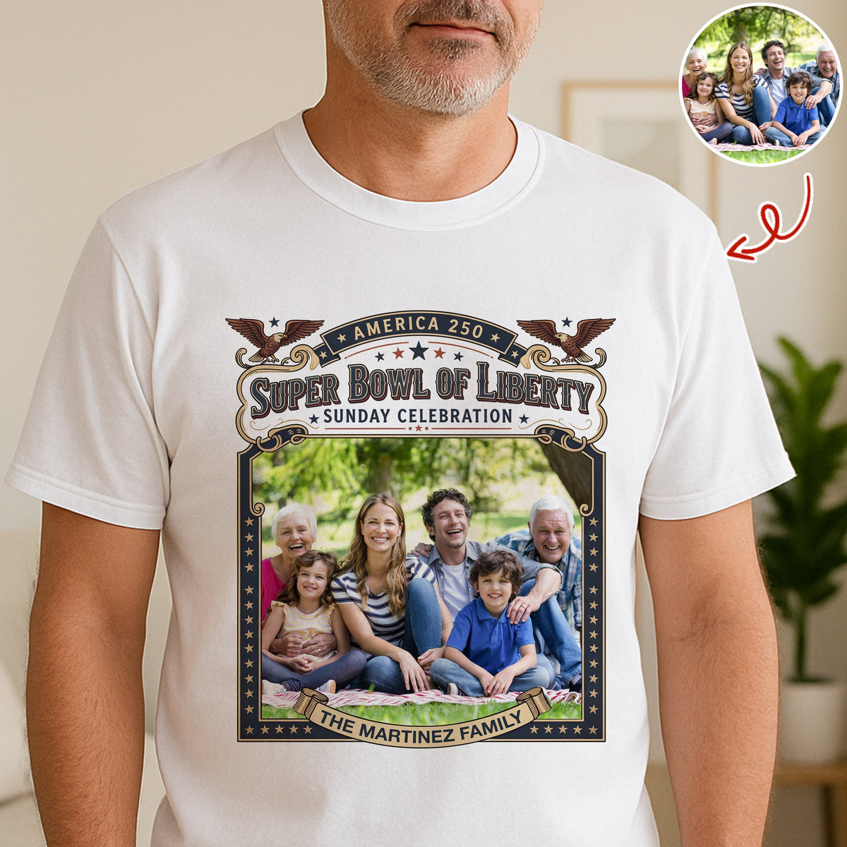 Custom Photo Super Bowl Of Liberty America 250th Anniversary Shirt Gift For Family LM32 897867