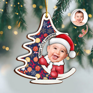 Custom Photo First Christmas Tree Baby Santa - Personalized 2 Layered Wood Ornament CH07 899132