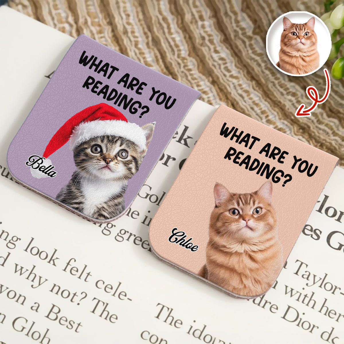 What Are You Reading - Custom Cat Photo Leather Magnetic Bookmark For Book Lovers, Cat Lovers CH07 899530
