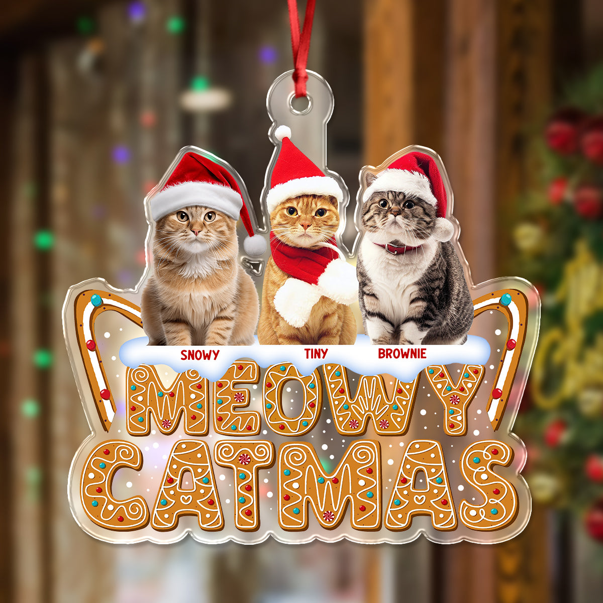 Custom Photo Meowy Catmas Acrylic Ornament HO82 900702