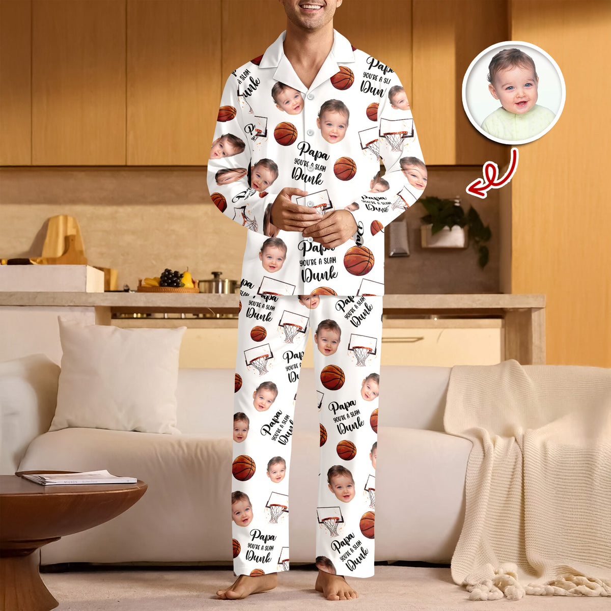 Custom Cute Photo You're A Slam Dunk, Dad Pajamas LM32 895689