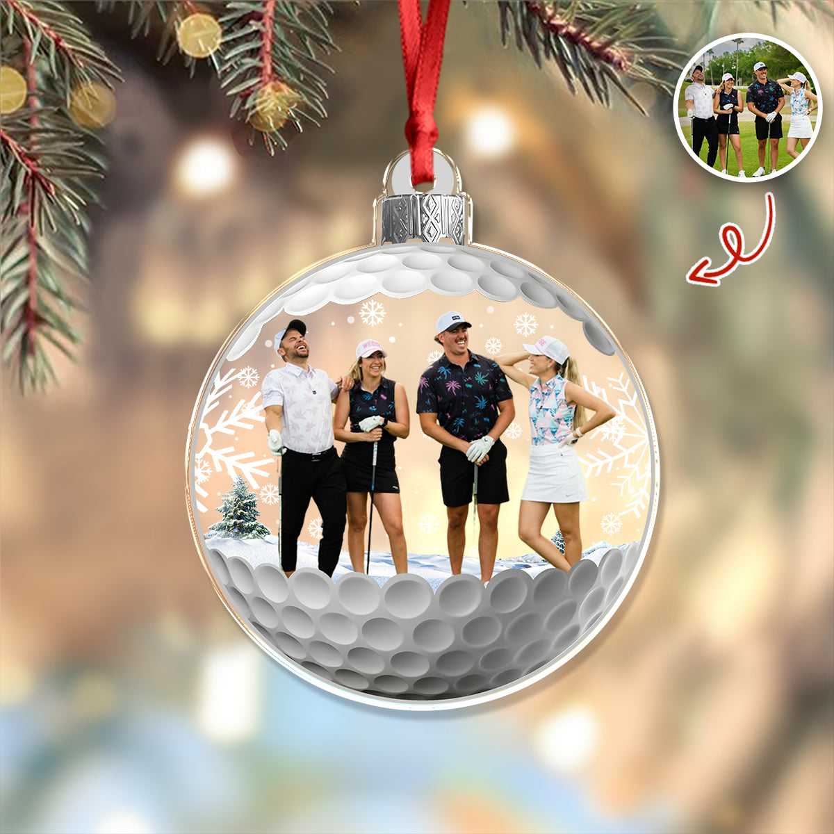 Custom Photo Golf Friends Christmas Acrylic Ornament HA75 897132