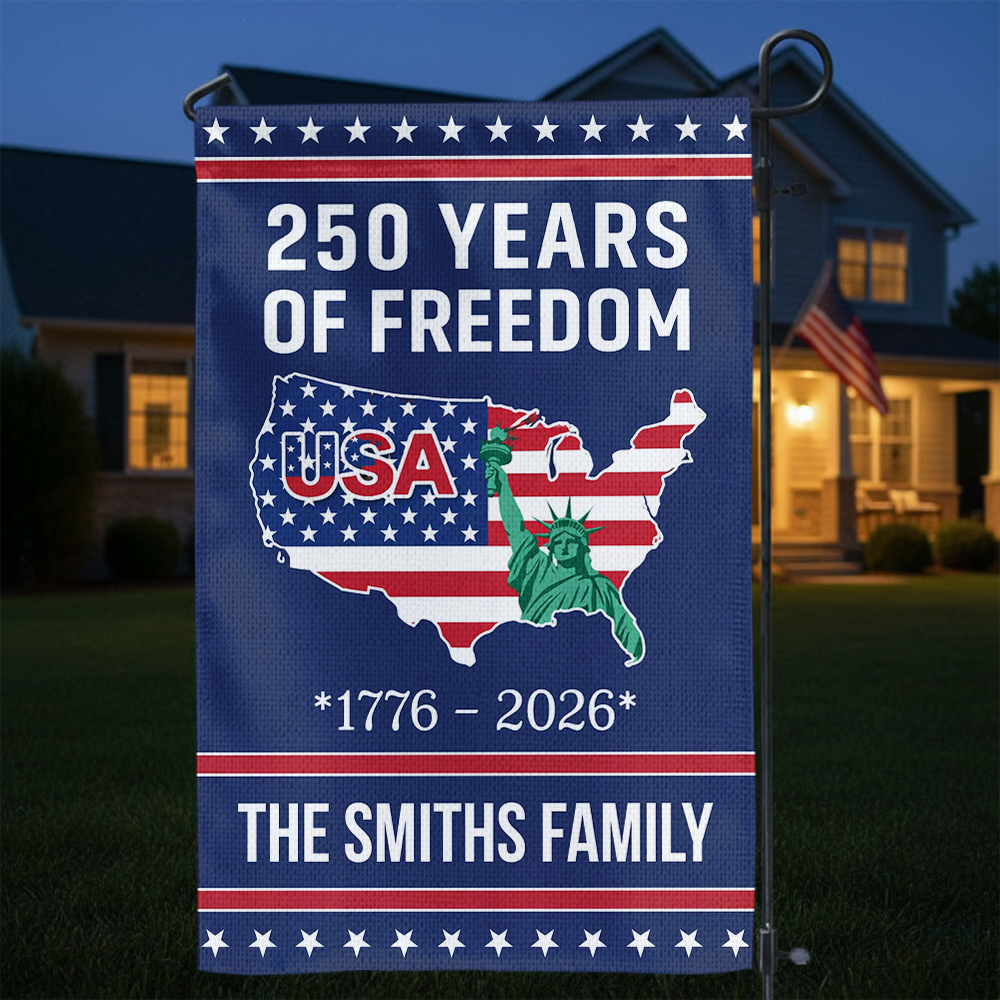 250 Years of Freedom Garden Flag USA Map Liberty 1776–2026 Patriotic Flag CH07 910120