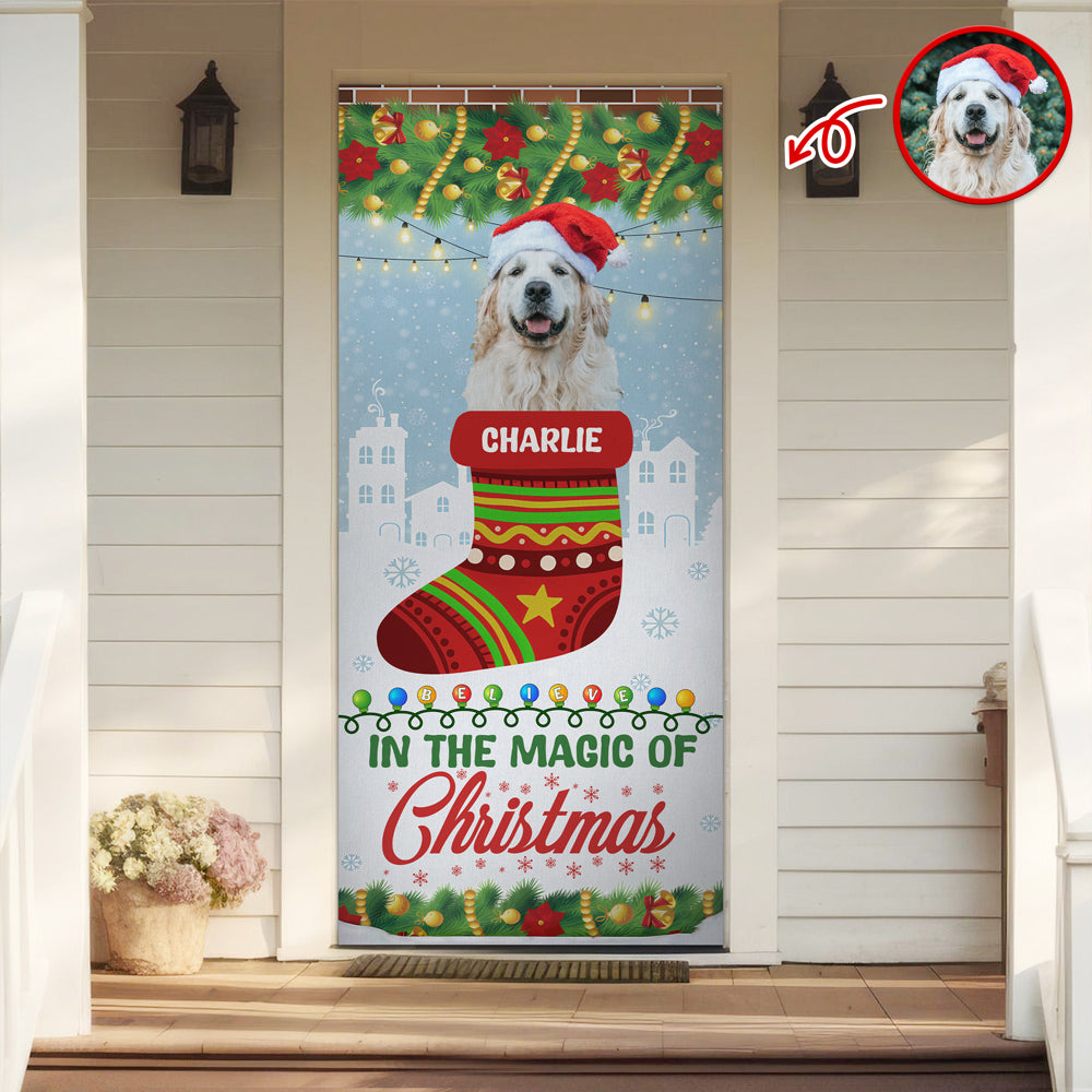 Custom Photo In The Magic Of Christmas Dog Door Cover HO82 900272