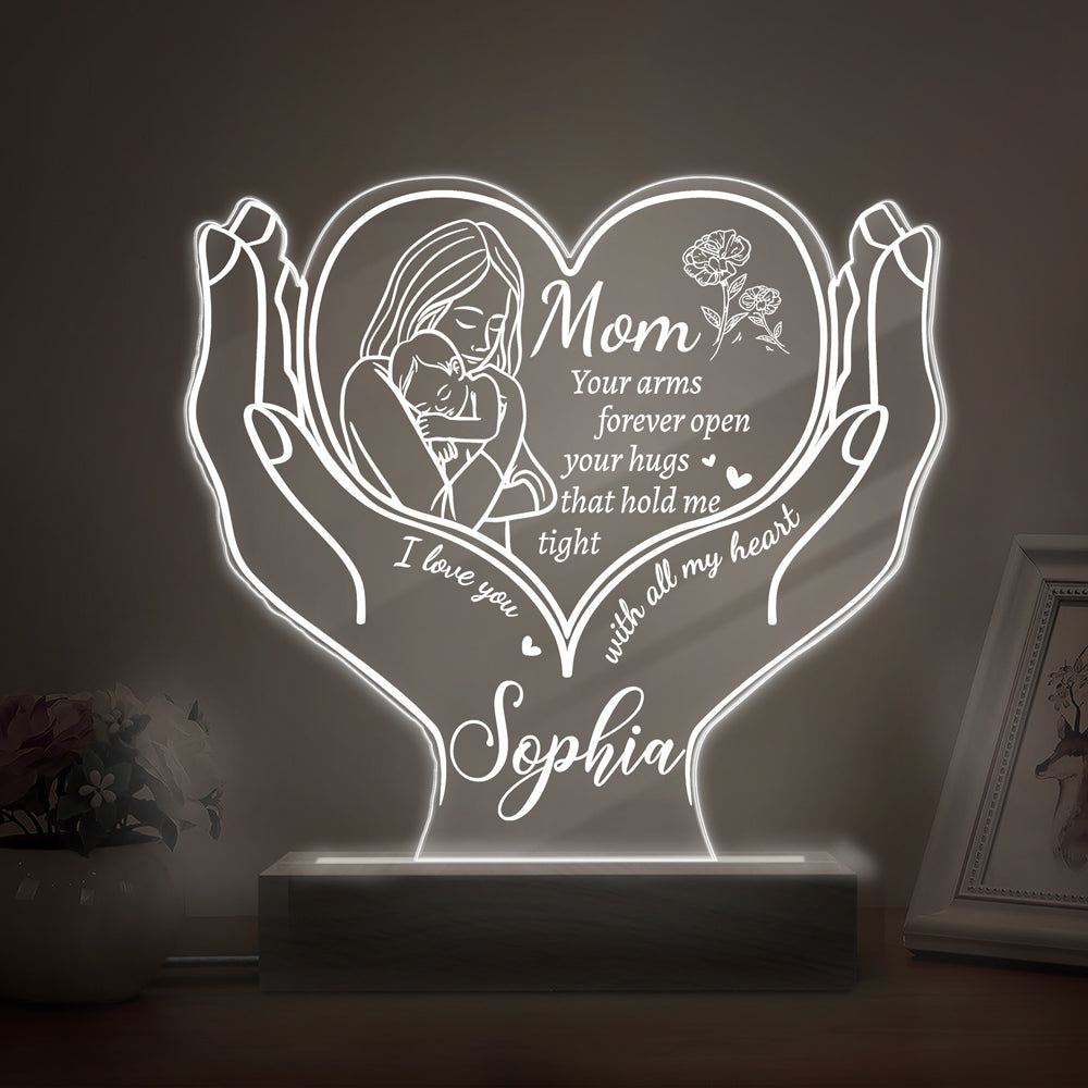 Custom Name Mom Your Arms Forever Open LED Night Light Mother's Day Gift TH10 169067