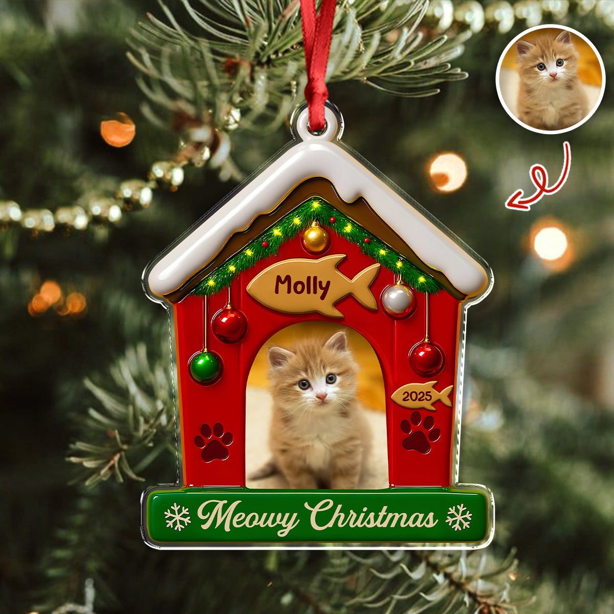My First Christmas With Cat Photo Acrylic Ornament Gift For Cat Lovers CH07 896842