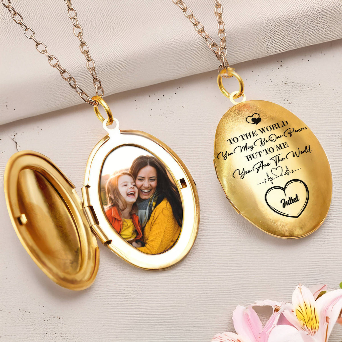 Custom Photo Happy Mother's Day Gift To Me You Are The World Locket Necklace HO82 893658